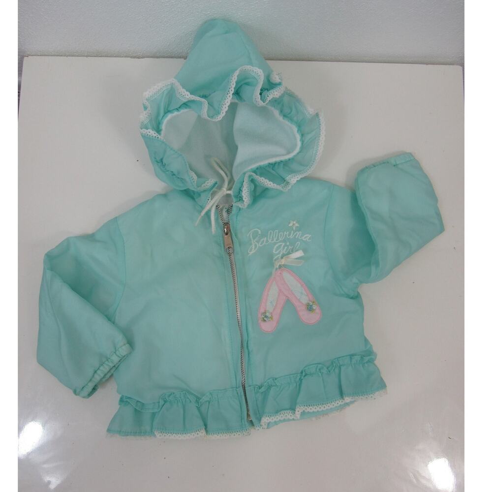 Tiny Tots 12Months Vintage Baby Blue Ballerina Ballet Slippers Nylon Jacket